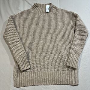 NWT Maurices Women's Beige Chunky Knit Sweater Mock Neck Oversized Pullover S